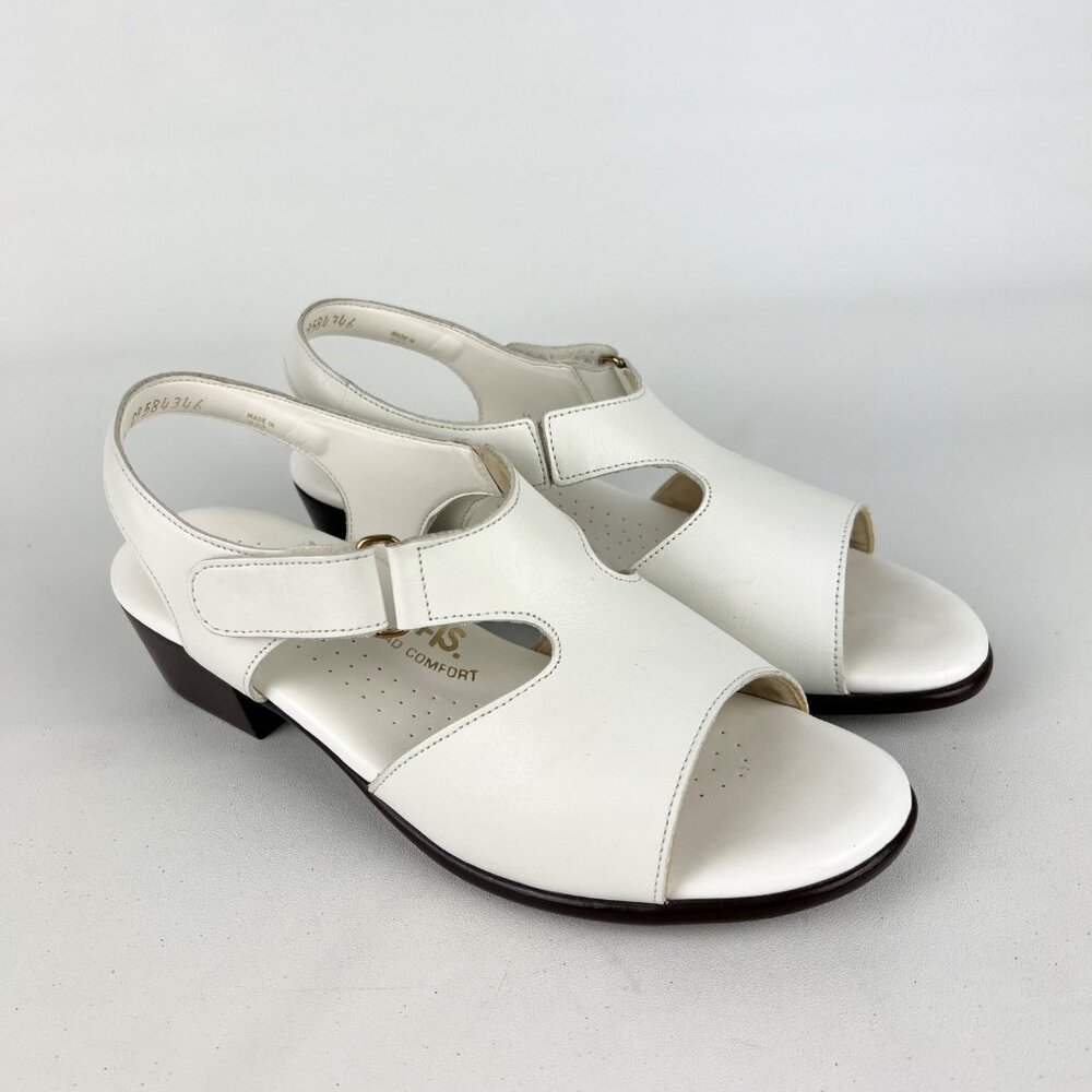 SAS Womens Suntimer Heel Strap Sandals Pearl Bone Tripad Comfort size 8W Wide